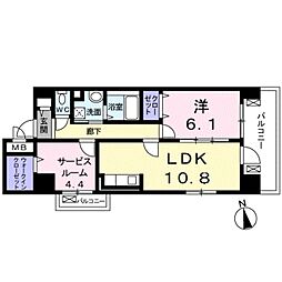 西武新宿線 東伏見駅 徒歩9分の賃貸マンション 7階1LDKの間取り