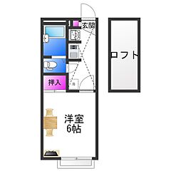 レオパレスさくら 1Kの間取図画像