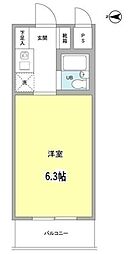 ウッドクレスト砧 ワンルームの間取図画像