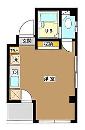茂木ビル 4階ワンルームの間取り