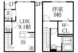 草加市清門2丁目タウンハウス 1LDKの間取図画像