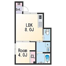 N　MAISON島橋 1階1LDKの間取り