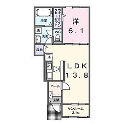 リッチェ・ツリー 1階1LDKの間取り