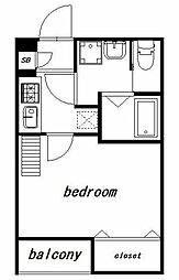 クルーゼ 1階1Kの間取り