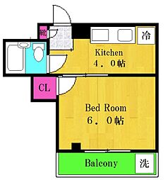 グリーンハイツ黒川 1Kの間取図画像