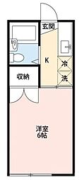 コーポつくし 1Kの間取図画像