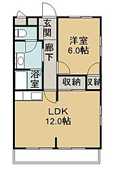 NKマンション 3階1LDKの間取り