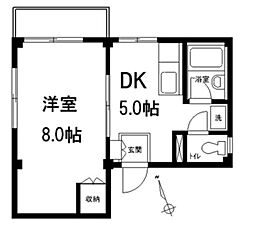 メゾン豊 3階1DKの間取り