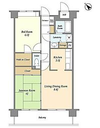 クリサンテーム妙典 1階2LDKの間取り