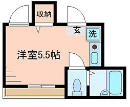 イルビラージュ平和台 2階ワンルームの間取り