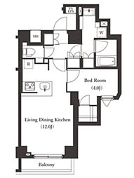 京急本線 梅屋敷駅 徒歩10分の賃貸マンション 4階1LDKの間取り