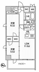 シーズンフラッツ新大塚 3階2LDKの間取り