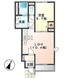ウィステリア2 1LDKの間取図画像