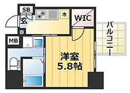 JR東海道・山陽本線 三ノ宮駅 徒歩8分の賃貸マンション 2階1Kの間取り