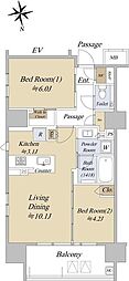 アクシルコート早稲田 2LDKの間取図画像