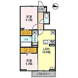 ハイムAG 2LDKの間取図画像