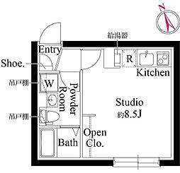 カーサピアッツァ新蒲田 ワンルームの間取図画像