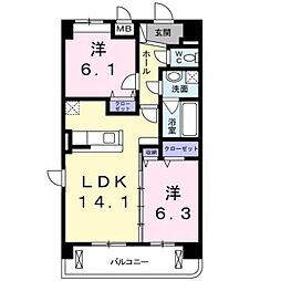 アルコイーリス 2LDKの間取図画像