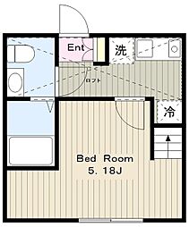 ドミール・ワタナベ 1階1Kの間取り