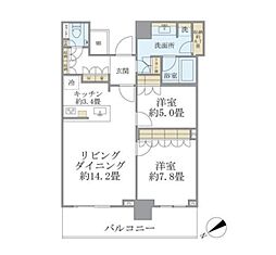 ザ・タワー横浜北仲 2LDKの間取図画像