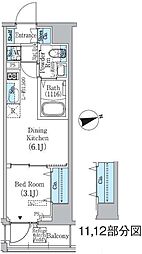 PrimeBliss東中野駅前 1DKの間取図画像