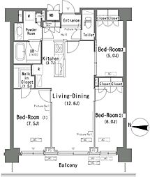 パークアクシス辰巳ステージ 11階3LDKの間取り