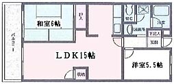 メゾンDE湘南 2階2LDKの間取り