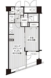 コスモリード新宿余丁町 4階1LDKの間取り