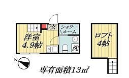 都営新宿線 瑞江駅 徒歩9分の賃貸アパート 2階ワンルームの間取り