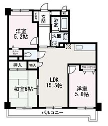 ハイブリッジ朝霞 2階3LDKの間取り