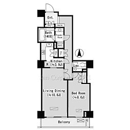 恵比寿ガーデンテラス弐番館 8階1LDKの間取り