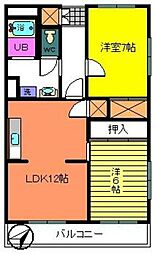 第2仲町マンション 2LDKの間取図画像
