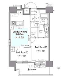 ParkAxis台東根岸 2LDKの間取図画像