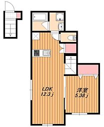 BHテラス中野 2階1LDKの間取り