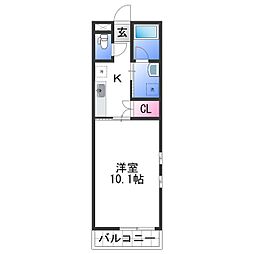 JR紀勢本線 海南駅 徒歩15分の賃貸マンション 2階1Kの間取り