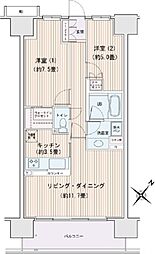 エスティメゾン豊洲レジデンス 14階2LDKの間取り