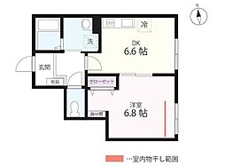 QUIET CRAB HOUSE mix 保土ヶ谷A号棟 1DKの間取図画像