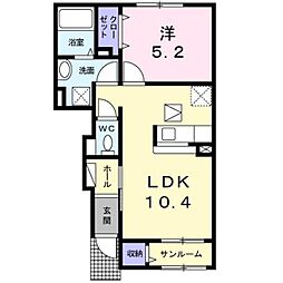 グラースアンジェ 1LDKの間取図画像