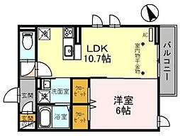 プランドール蒲生南町I 3階1LDKの間取り
