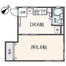 JR京浜東北・根岸線 本郷台駅 徒歩8分の賃貸アパート 2階1DKの間取り