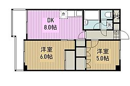 コーヴ・レジデンス 2DKの間取図画像