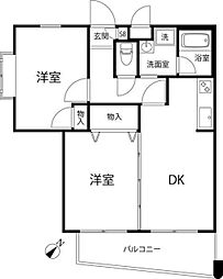 京王井の頭線 三鷹台駅 徒歩10分の賃貸マンション 1階2DKの間取り