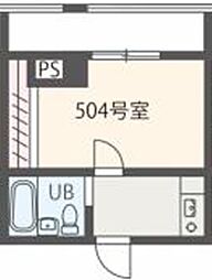 マリオン相模原ビル 5階1Kの間取り