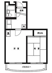 サニーヴィラD 2Kの間取図画像