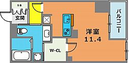 オーキドレジデンス神戸三宮 ワンルームの間取図画像