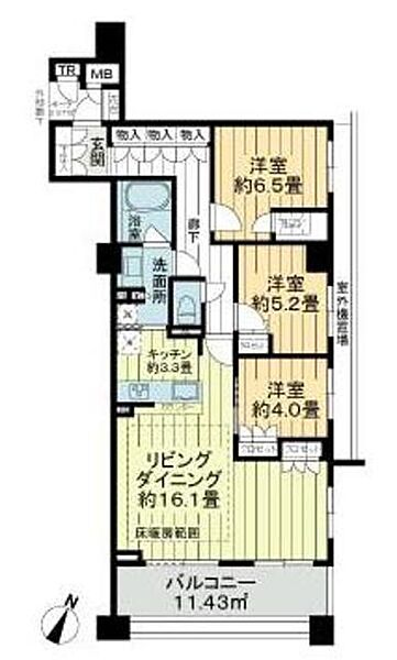 神奈川県横浜市瀬谷区瀬谷２丁目(賃貸マンション3LDK・2階・84.16㎡)の写真 その2