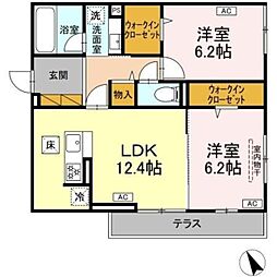 仮称D-room海神町南HY 1階2LDKの間取り