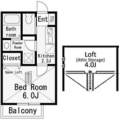 ドーマ吉祥寺 2階ワンルームの間取り