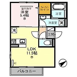 JR東海道・山陽本線 西明石駅 徒歩12分の賃貸アパート 2階1LDKの間取り