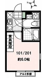 マ・ピエス生田8 2階1Kの間取り